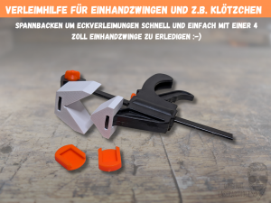 90 Grad Eck-Spannbacken für 4 Zoll Einhandzwingen | Präzise Verleimhilfe für Klötzchen, Easy Sticks & Holzarbeiten | Winkelspanner