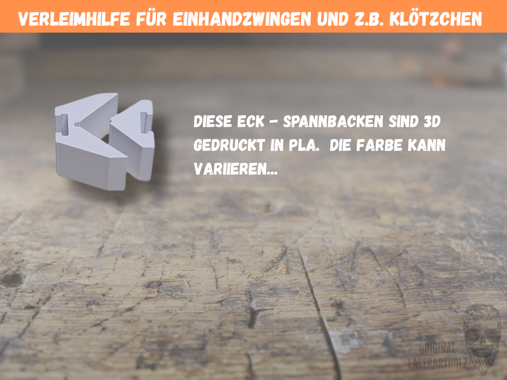 90 Grad Eck-Spannbacken für 4 Zoll Einhandzwingen | Präzise Verleimhilfe für Klötzchen, Easy Sticks & Holzarbeiten | Winkelspanner – Bild 2