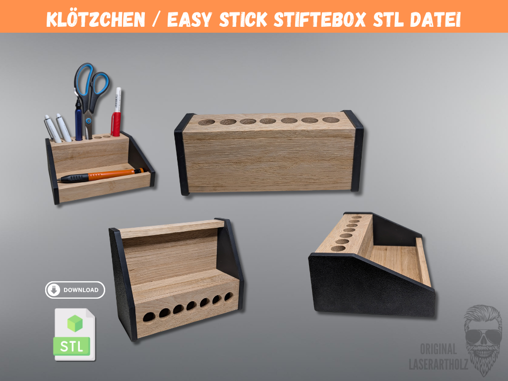 Stiftehalter 3D Druck Datei STL Klötzchen Easy Sticks Schreibtisch Organizer Stiftebox DIY Vorlage digital Gewerblich nutzbar Lizenz – Bild 5