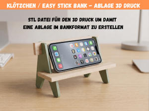 STL Datei für 3D-Druck Rahmen Klötzchen Bank | Handyhalterung oder Gewürzablage - Fernbedienung etc. | Deko Easy Sticks -gewerblich nutzbar