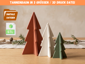 STL Datei 3D Druck Weihnachtsbaum / Tannenbaum Deko in 3 verschiedenen Größen - auch gewerblich nutzbar