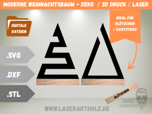 Weihnachtsbaum / Tannenbaum modern im Skandinavischen Stil - SVG / STL / DXF | Weihnachten | Laserdatei - 3D Datei - für Klötzchen