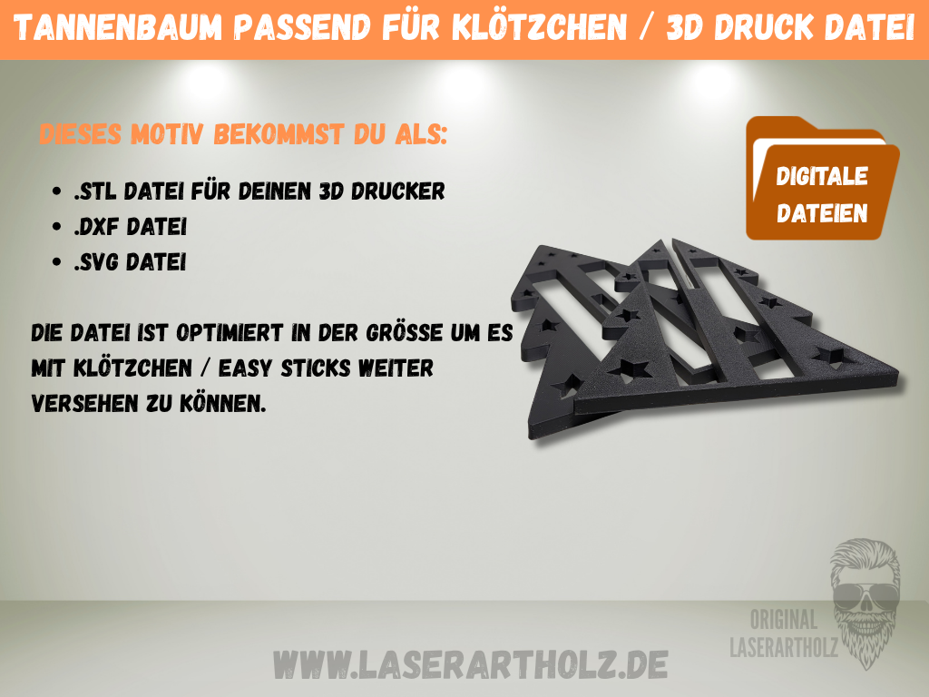 STL Datei 3D Druck Weihnachtsbaum für Klötzchen, Tannenbaum Easy Sticks Deko, Weihnachtsdeko DIY, Sterne Tannenbaum Vorlage – Bild 2