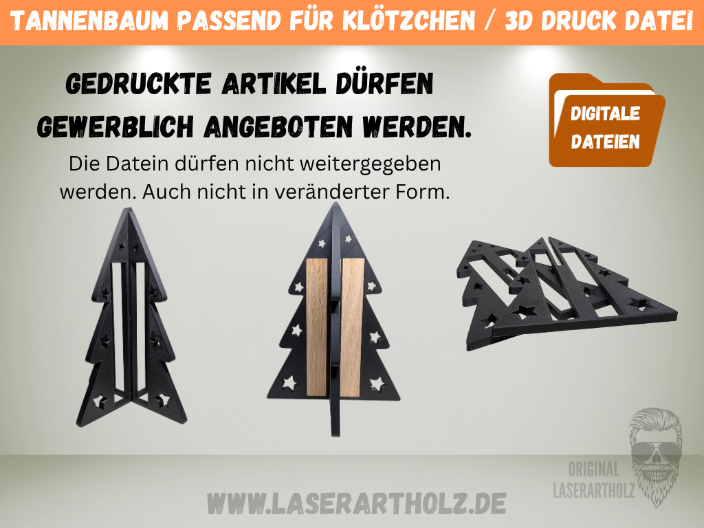 STL Datei 3D Druck Weihnachtsbaum für Klötzchen, Tannenbaum Easy Sticks Deko, Weihnachtsdeko DIY, Sterne Tannenbaum Vorlage – Bild 3