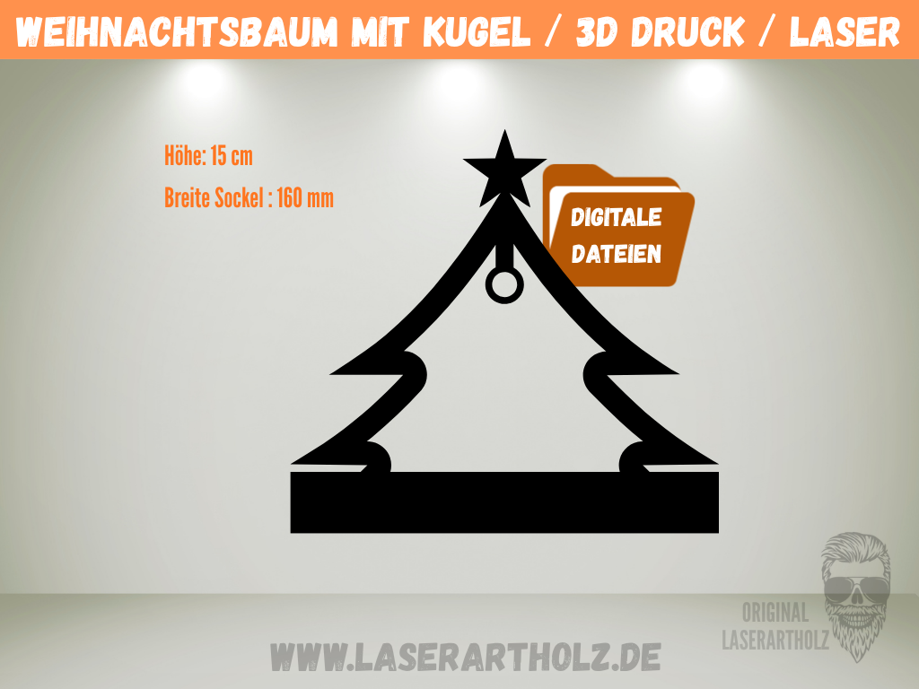 Datei Weihnachtsbaum mit Kugel für Klötzchen und Easy Sticks | SVG DXF STL | Laserdatei - 3D Druck | Diy Weihnachtsdeko – Bild 3